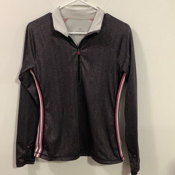 Athleta light jacket, black and gray with stripes on side. Very good condition - Picture 1 of 7